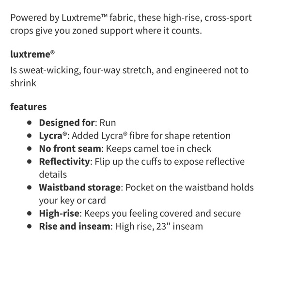 Lululemon All the Right Places Crop II *23” - Picture 3 of 3